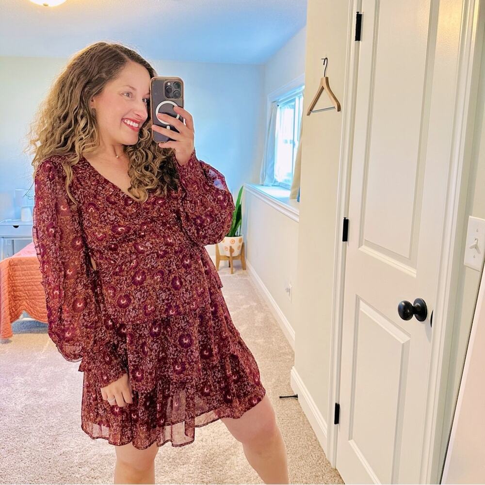 Revolve House of Harlow 1960 Red Orange Floral Mini Dress Small